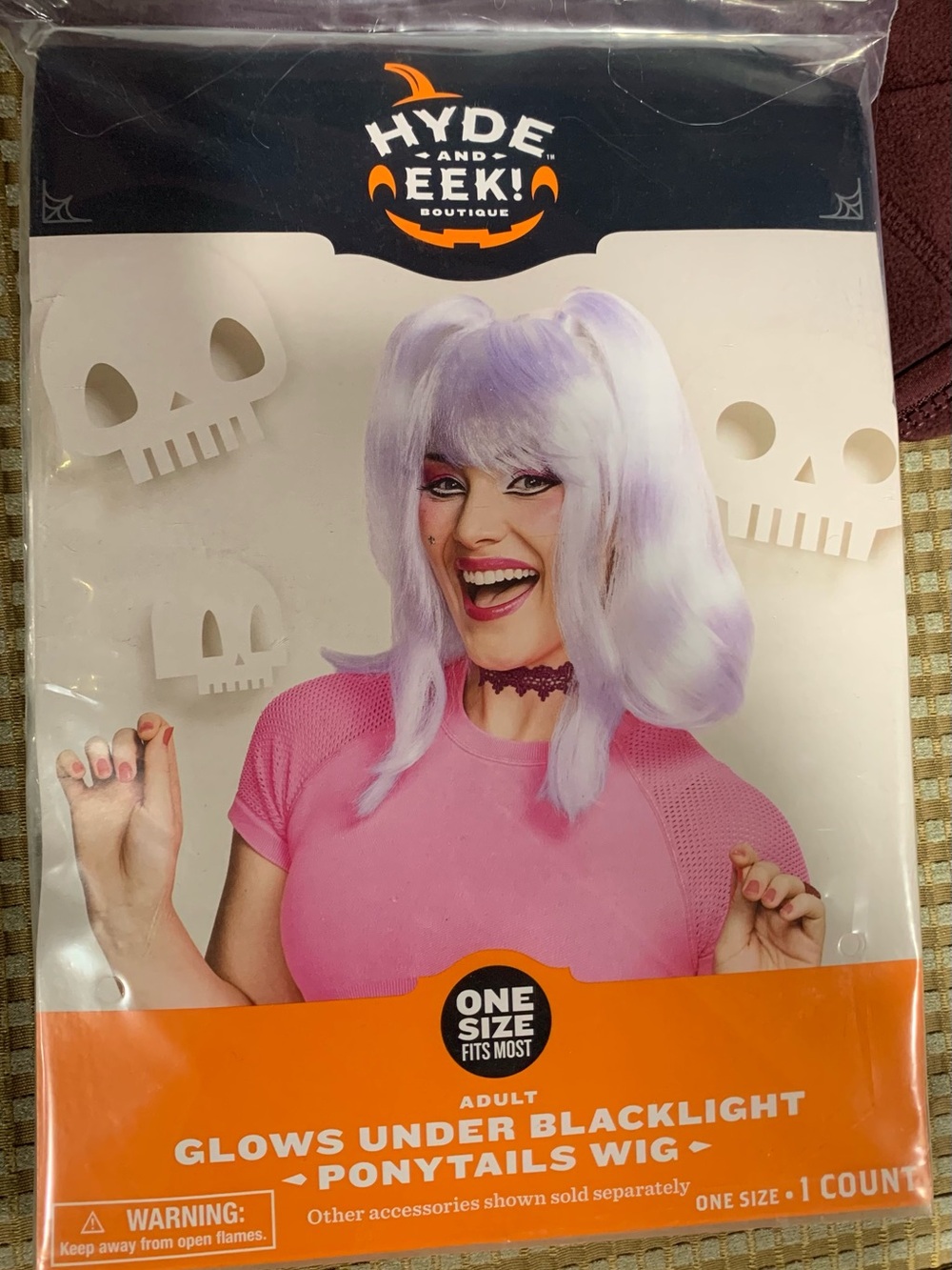 New Adult Glows Under Blacklight Ponytails Halloween Wig